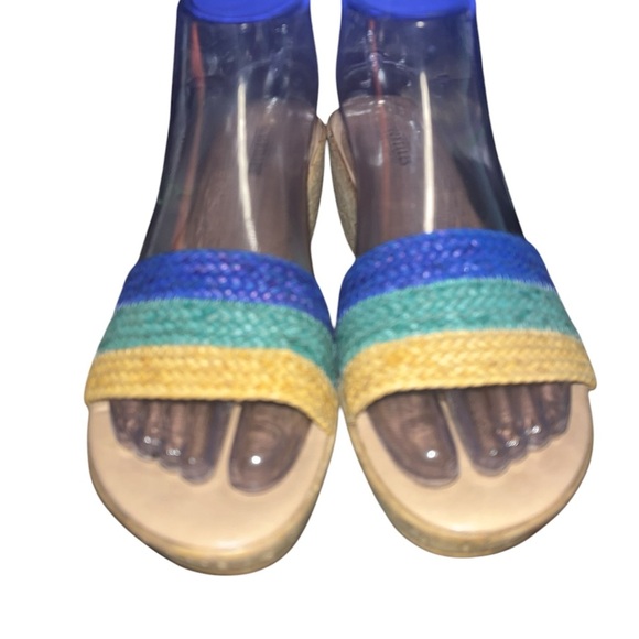 Seychelles Woven Blue Striped/yellow Slides - Picture 1 of 7